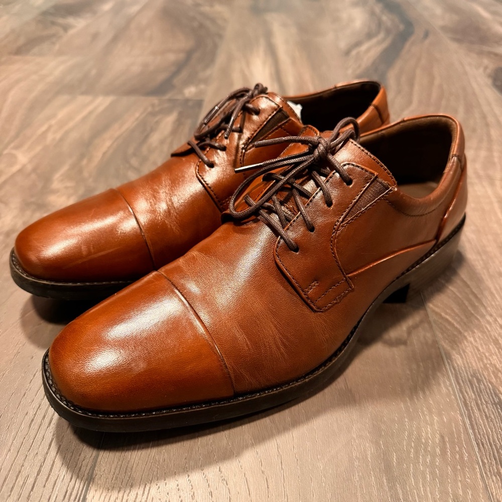 Johnston and Murphy Lancaster Cap Toe Tan Leather Men’s Dress Shoe 9.5